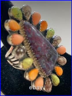 Vintage, Sterling Silver, Navajo, Native American Spiny Oyster Ring Size 5.5