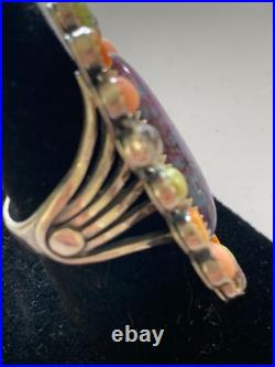 Vintage, Sterling Silver, Navajo, Native American Spiny Oyster Ring Size 5.5