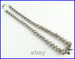 Vintage Sterling Silver Navajo Pearls Handmade 26 Inch Graduated Stamped 140 Gr