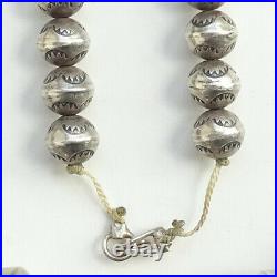 Vintage Sterling Silver Navajo Pearls Handmade 26 Inch Graduated Stamped 140 Gr