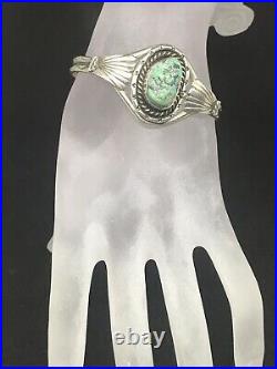 Vintage Sterling Silver Navajo Turquoise Old Pawn Cuff Bracelet