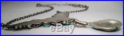 Vintage Sterling Silver Navajo Turquoise Old Pawn Necklace L452