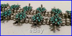Vintage Sterling Silver Squash Blossom Turquoise Zuni Necklace Old Pawn Beads
