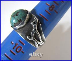 Vintage Sterling Silver Turquoise Bird Figural Ring Native American Wear Repair