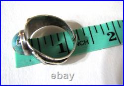 Vintage Sterling Silver Turquoise Bird Figural Ring Native American Wear Repair