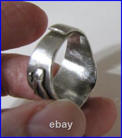 Vintage Sterling Silver Turquoise Bird Figural Ring Native American Wear Repair