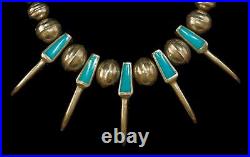 Vintage Sterling Silver Turquoise Claws Pumpkin Bead Squash Blossom