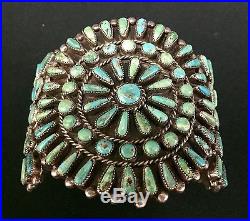 Vintage Sterling Silver Turquoise Cluster Bracelet Dead Pawn