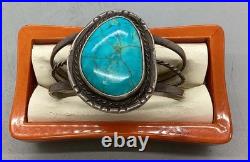 Vintage Sterling Silver & Turquoise Cuff Bracelet Signed JW
