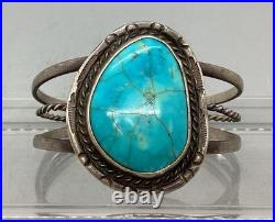 Vintage Sterling Silver & Turquoise Cuff Bracelet Signed JW