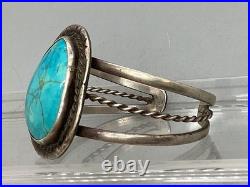 Vintage Sterling Silver & Turquoise Cuff Bracelet Signed JW