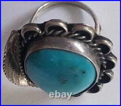 Vintage Sterling Silver Turquoise Detailed Native American Navajo Ladies Ring 6