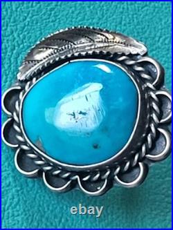 Vintage Sterling Silver Turquoise Detailed Native American Navajo Ladies Ring 6