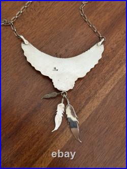 Vintage Sterling Silver & Turquoise Hand-crafted Native American Necklace