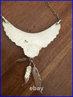 Vintage Sterling Silver & Turquoise Hand-crafted Native American Necklace