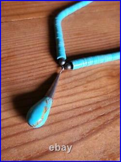 Vintage Sterling Silver Turquoise Heishi Necklace
