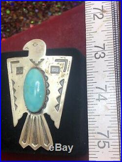 Vintage Sterling Silver Turquoise Native American Bolo Ties Signed Bell 1960's