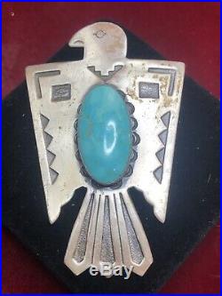 Vintage Sterling Silver Turquoise Native American Bolo Ties Signed Bell 1960's