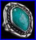 Vintage Sterling Silver Turquoise Rope Frame Ring 24 Grams