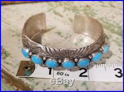 Vintage Sterling Silver Turquoise Row bracelet Wilbert Benally