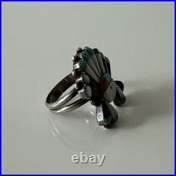Vintage Sterling Silver Zuni Kachina Multi-gemstone Ring Size 6.5