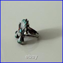 Vintage Sterling Silver Zuni Kachina Multi-gemstone Ring Size 6.5