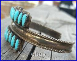 Vintage Sterling Silver Zuni Petite Point Turquoise Cuff Bracelet 17.4 Grams DJ