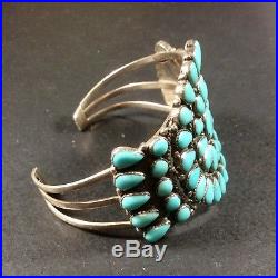 Vintage Sterling Silver Zuni Turquoise Cluster Bracelet