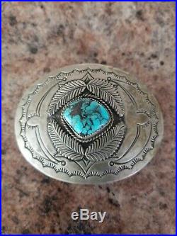 Vintage Sterling Silver and turquoise belt buckle, exc cond, used