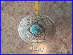 Vintage Sterling Silver and turquoise belt buckle, exc cond, used
