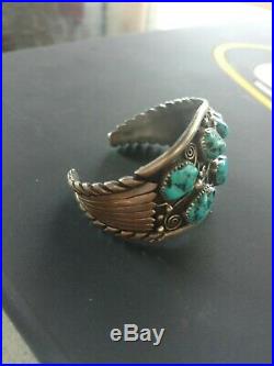 Vintage Sterling Turquoise Cuff Bracelet old pawn native American
