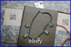 Vintage Sterling Turquoise Native American Necklace 16 60 Grams