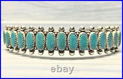 Vintage Sterling Turquoise Zuni Style Cuff Bracelet