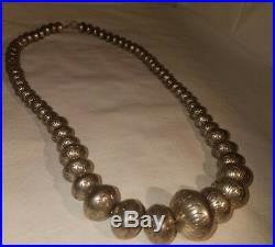 Vintage Sterling silver handmade Helen Chee 24' Navajo Bead 145gram Necklace