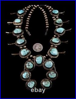 Vintage Stormy Mountain turquoise squash blossom necklace