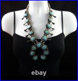 Vintage Stormy Mountain turquoise squash blossom necklace