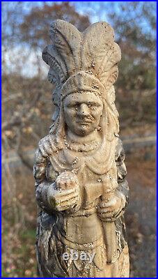 Vintage Swirl Glaze Native American'Cigar Store Indian' Statue Nemadji Comanche