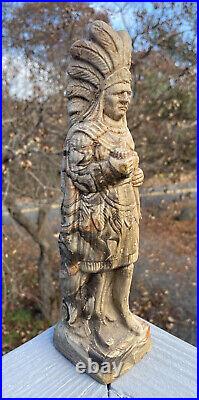 Vintage Swirl Glaze Native American'Cigar Store Indian' Statue Nemadji Comanche
