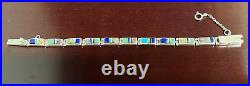 Vintage TSF Sterling Silver Native American Gemstone Inlaid Bracelet 7