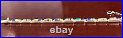 Vintage TSF Sterling Silver Native American Gemstone Inlaid Bracelet 7