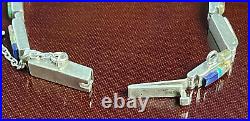 Vintage TSF Sterling Silver Native American Gemstone Inlaid Bracelet 7