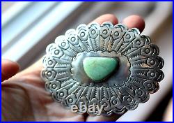 Vintage TURQUOISE CAB + STERLING silver belt buckle Navajo Southwestern old pawn