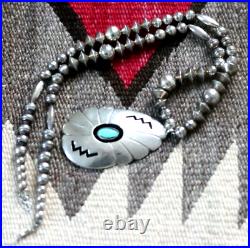 Vintage TURQUOISE SHADOWBOX PENDANT NAVAJO PEARLS bench bead necklace ANSON JOE