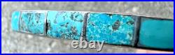 Vintage TURQUOISE SQUARE INLAY cuff bracelet Navajo Zuni Southwest 6