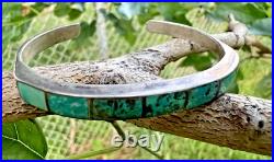 Vintage TURQUOISE SQUARE INLAY cuff bracelet Navajo Zuni Southwest 6