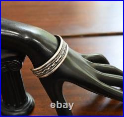 Vintage Tahe Navajo Native Sterling Silver & Twisted Rope Cuff Bracelet 6 7/8