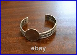 Vintage Tahe Navajo Native Sterling Silver & Twisted Rope Cuff Bracelet 6 7/8