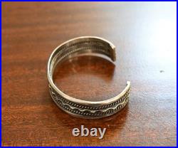 Vintage Tahe Navajo Native Sterling Silver & Twisted Rope Cuff Bracelet 6 7/8