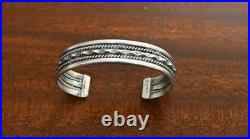 Vintage Tahe Navajo Native Sterling Silver & Twisted Rope Cuff Bracelet 6 7/8