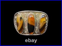 Vintage Three Stone Agate and Sterling Silver Bracelet